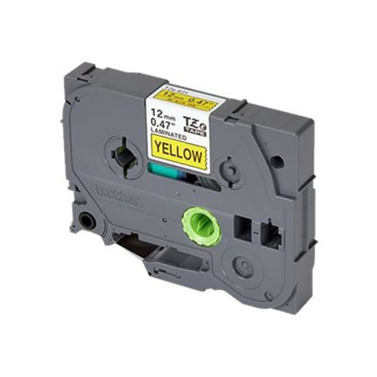 TZ-631 12mm - black on yellow - laminated (8m)