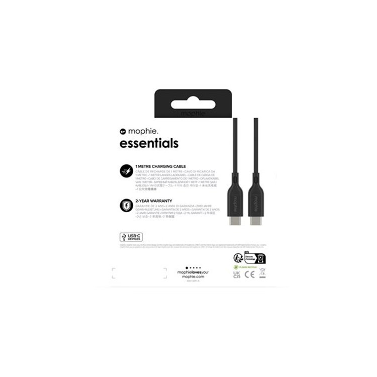 mophie Ess Cable USBC USBC 1M FG Black mophie Ess Cable USBC USBC 1M FG Black