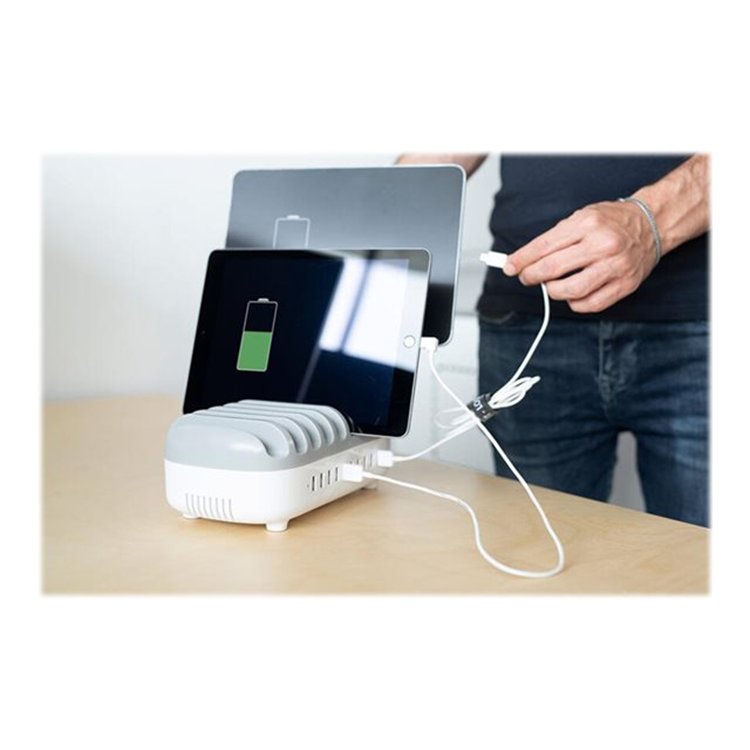 10 Port USB Charg Dock station WHT UK