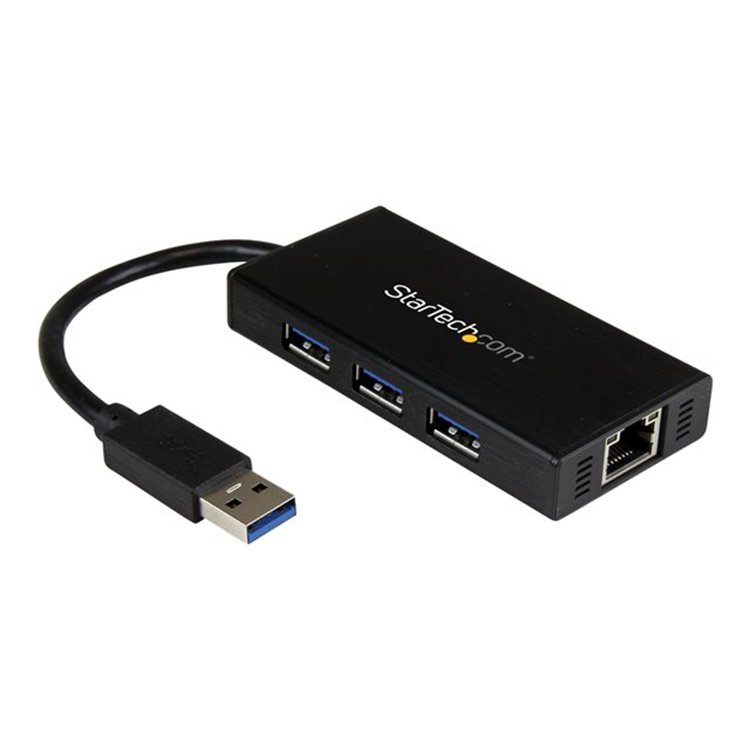 Portable USB 3.0 Hub w/ Gigabit Ethernet