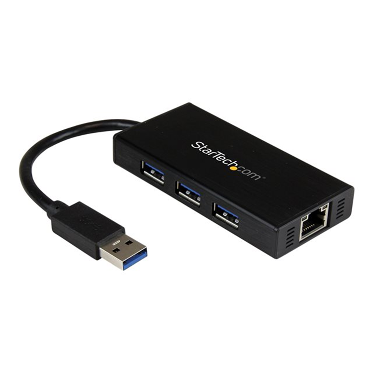 Portable USB 3.0 Hub w/ Gigabit Ethernet