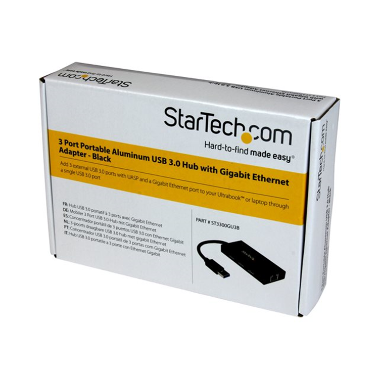 Portable USB 3.0 Hub w/ Gigabit Ethernet