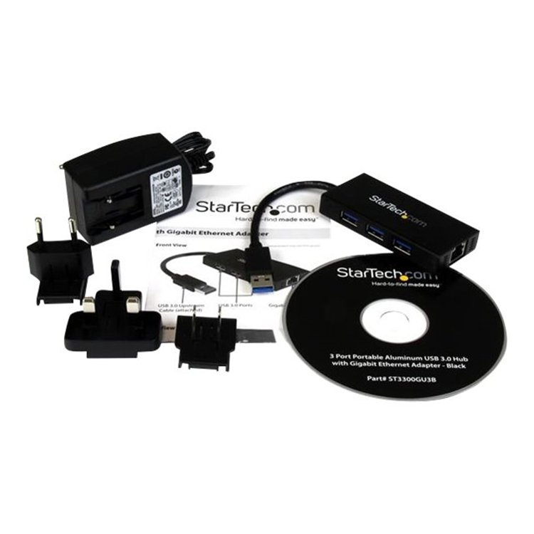 Portable USB 3.0 Hub w/ Gigabit Ethernet