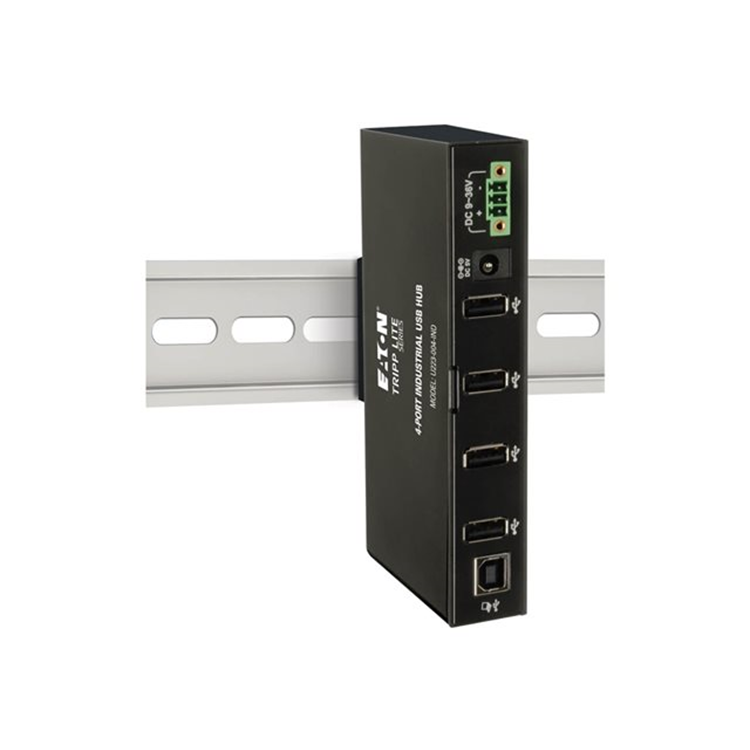 4-Port Industrial-Grade USB 2.0 Hub 15 kV ESD Immunity Metal Housing Mountable