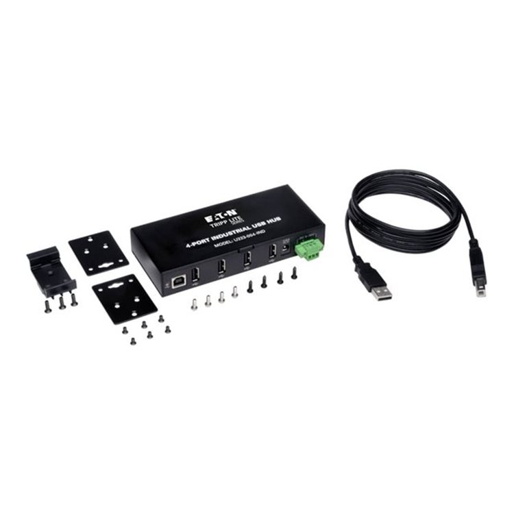 4-Port Industrial-Grade USB 2.0 Hub 15 kV ESD Immunity Metal Housing Mountable