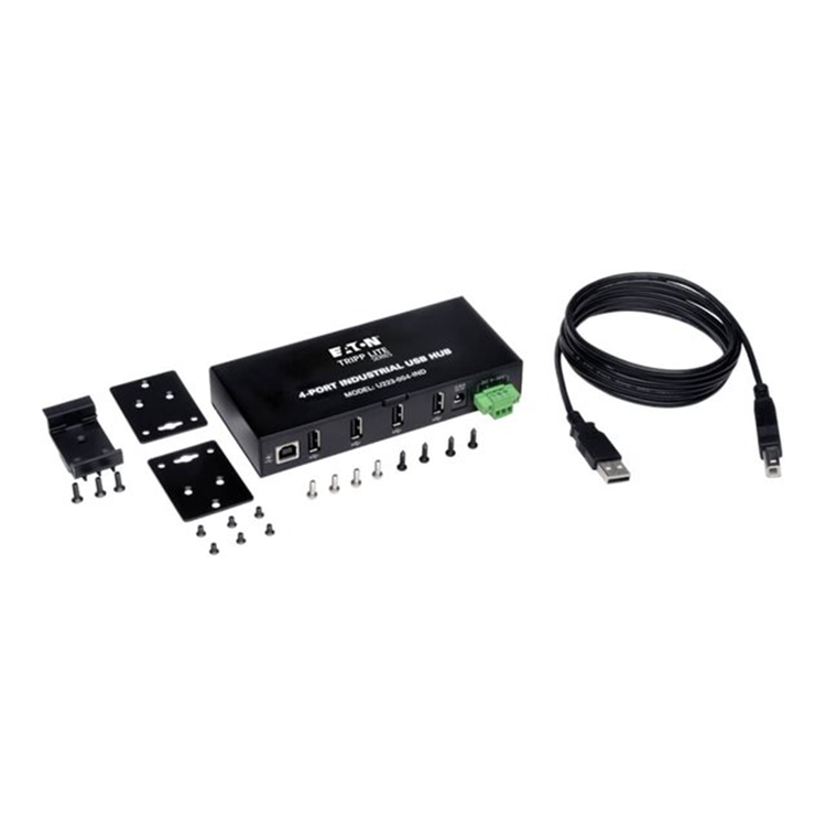 4-Port Industrial-Grade USB 2.0 Hub 15 kV ESD Immunity Metal Housing Mountable