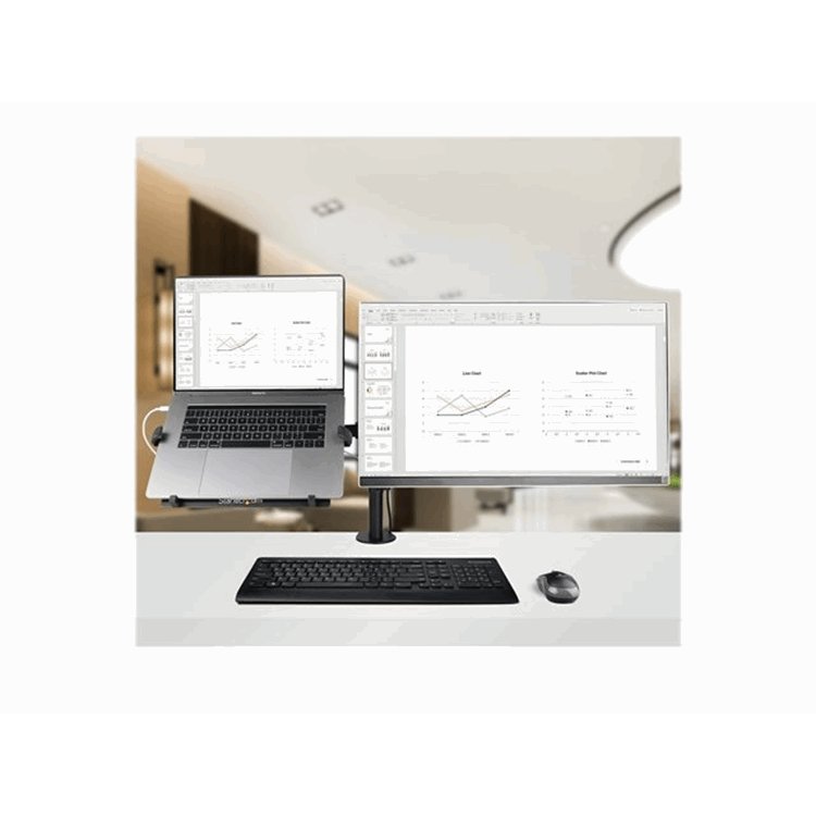 Monitor Arm with Laptop Tray Adjustable