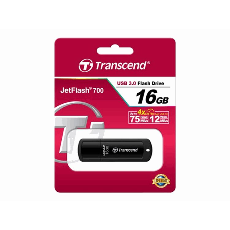JetFlash 700 16GB USB 3.0 Black - Read up to 52MB/S