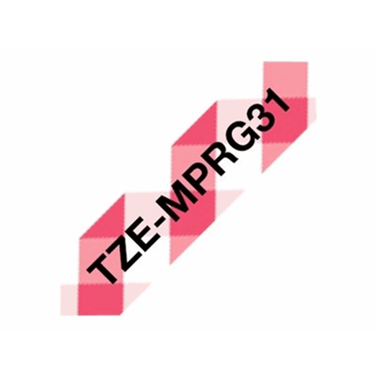 PTOUCH BLACK ON RED GINGHAM TAPE 12MM