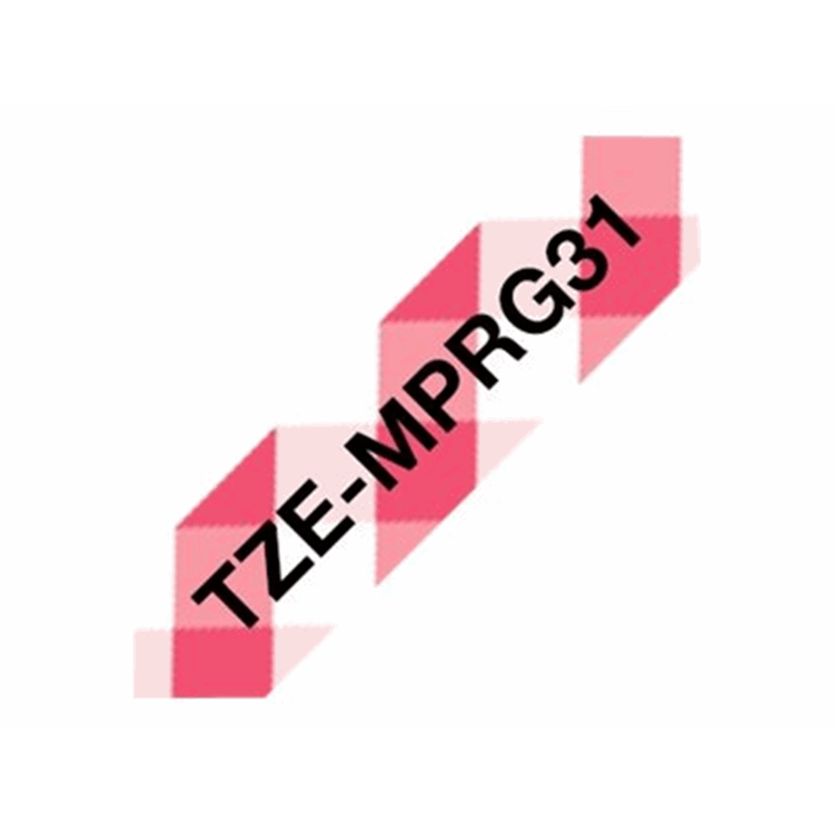 PTOUCH BLACK ON RED GINGHAM TAPE 12MM