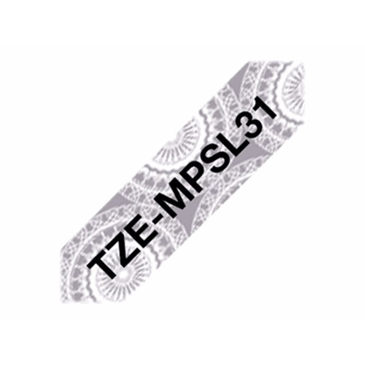 TZEMPSL31 12MM BLACK ON SILVER LACE TAPE TZEMPSL31 12MM BLACK ON SILVER LACE TAPE