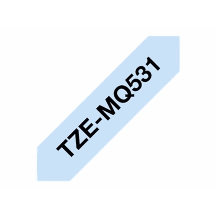 TZEMQ531 12MM BLACK ON PASTEL BLUE TAPE