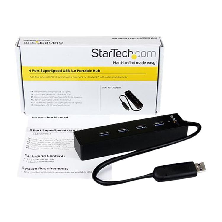 4 Port USB 3.0 Hub with Built-in Cable