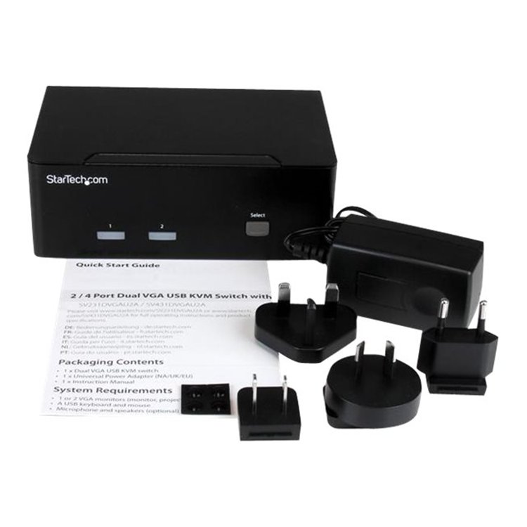 2-port KVM Switch w/ Dual VGA - USB 2.0