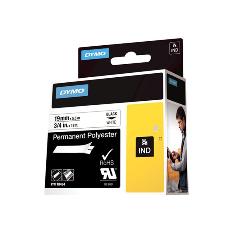 RHINO TAPE PERM. POLYESTER 19MM WIT RHINO TAPE PERM. POLYESTER 19MM WIT
