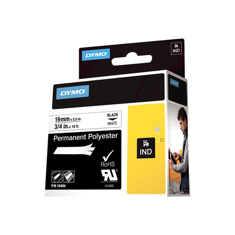 RHINO TAPE PERM. POLYESTER 19MM WIT