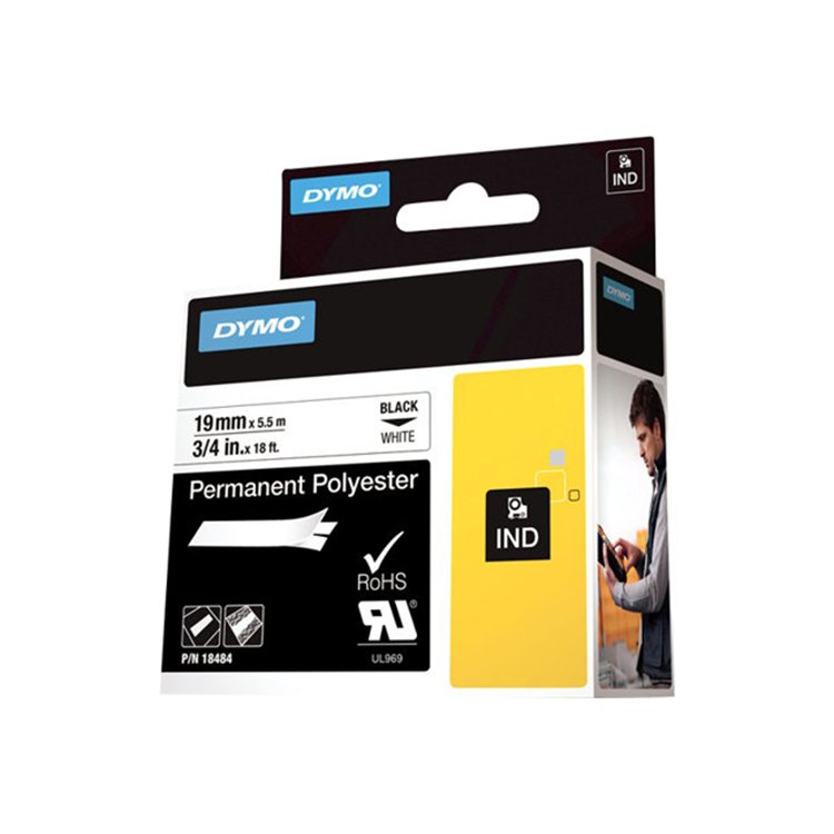RHINO TAPE PERM. POLYESTER 19MM WIT RHINO TAPE PERM. POLYESTER 19MM WIT