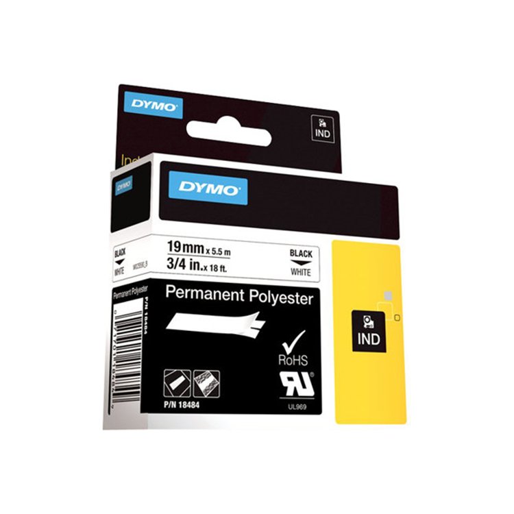 RHINO TAPE PERM. POLYESTER 19MM WIT RHINO TAPE PERM. POLYESTER 19MM WIT