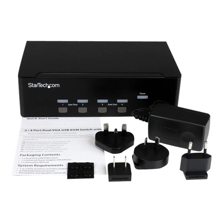 4-port KVM Switch w/ Dual VGA - USB 2.0