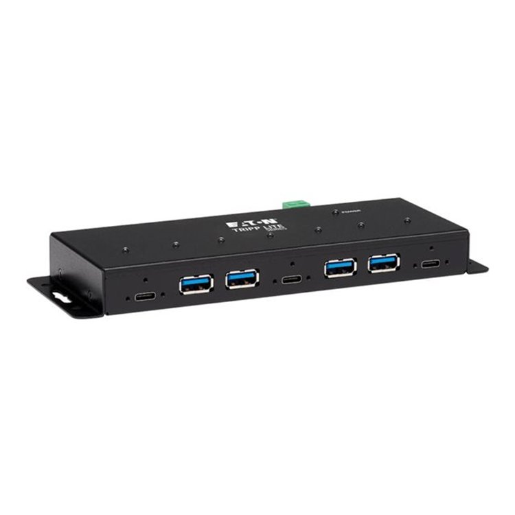 Industrial 7-Port USB-C Hub Gen2 10G 4xUSB-A and 3x USB-C Ports W 15Kv ESD Immunity 2Kv Surge