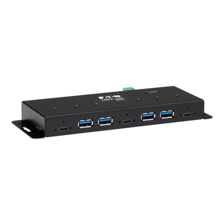 Industrial 7-Port USB-C Hub Gen2 10G 4xUSB-A and 3x USB-C Ports W 15Kv ESD Immunity 2Kv Surge