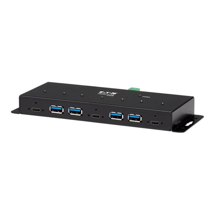 Industrial 7-Port USB-C Hub Gen2 10G 4xUSB-A and 3x USB-C Ports W 15Kv ESD Immunity 2Kv Surge
