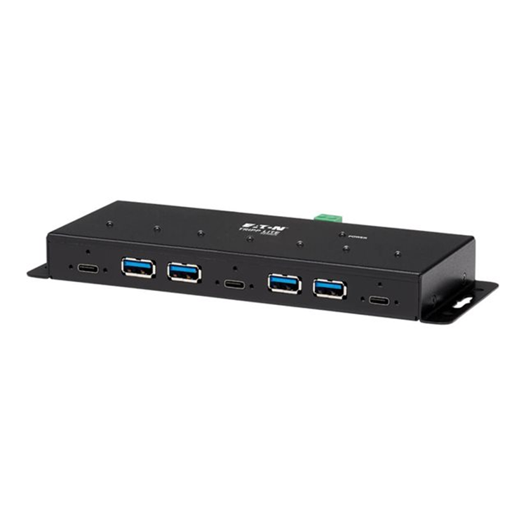Industrial 7-Port USB-C Hub Gen2 10G 4xUSB-A and 3x USB-C Ports W 15Kv ESD Immunity 2Kv Surge