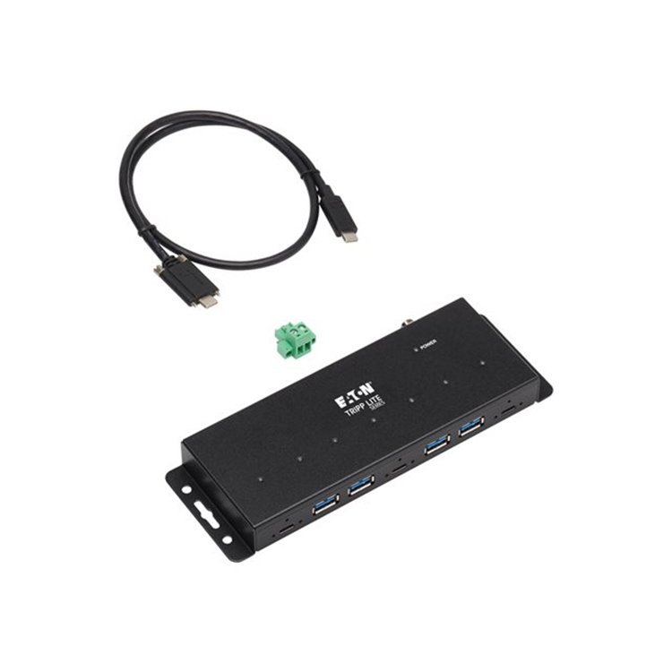 Industrial 7-Port USB-C Hub Gen2 10G 4xUSB-A and 3x USB-C Ports W 15Kv ESD Immunity 2Kv Surge