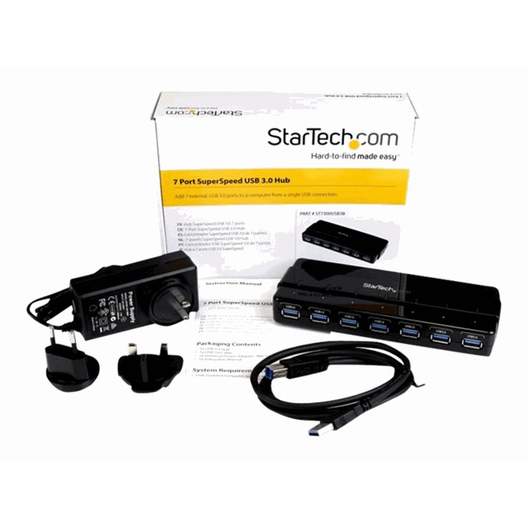 7 Port SuperSpeed USB 3.0 Hub w/ Adapter