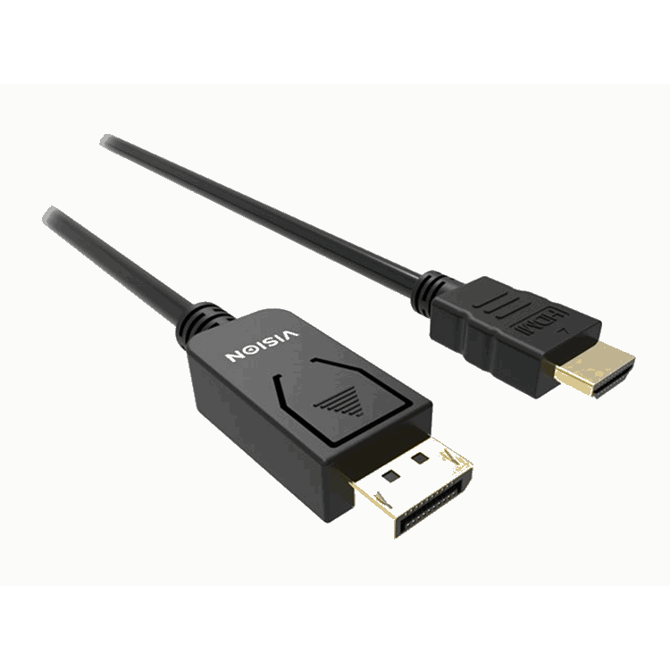VISION 1m Black DP to HDMI cable
