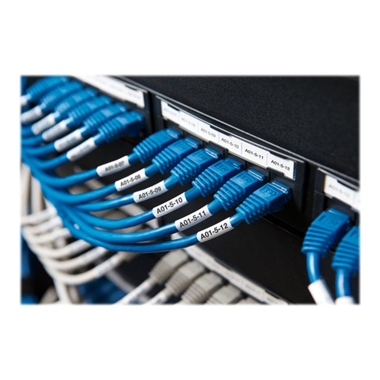 DYMO XTL 13/16i x 1-9/16i (21 mm x 39 mm) Laminated Wire/Cable Wrap Black on White