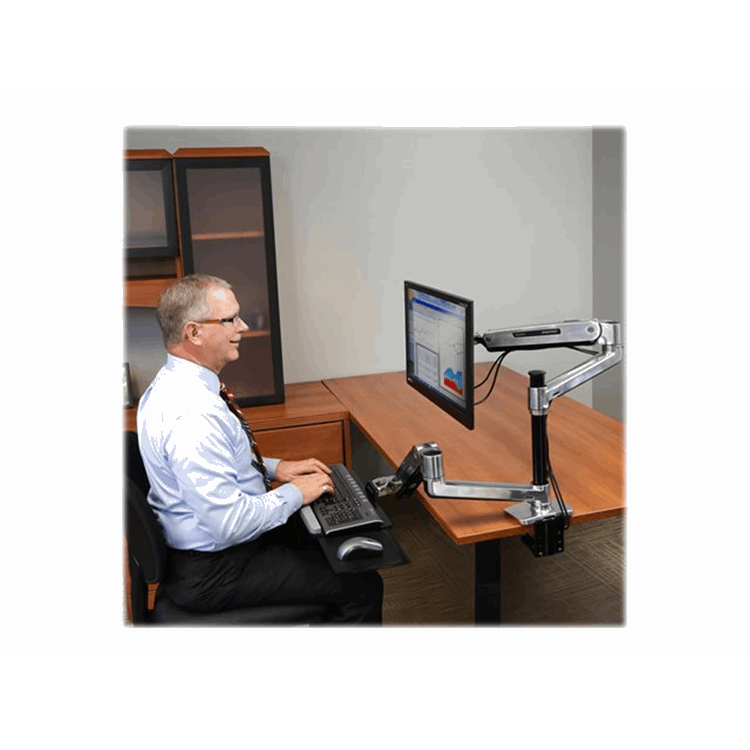 LX Sit Stand Desk Mount LCD Arm Polished