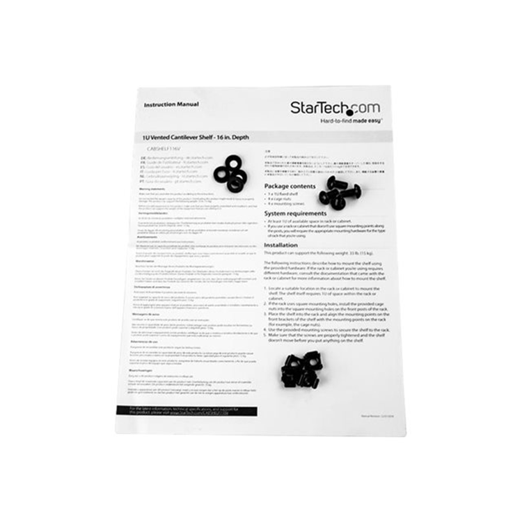 Vented 1U Rack Shelf - 16in Deep