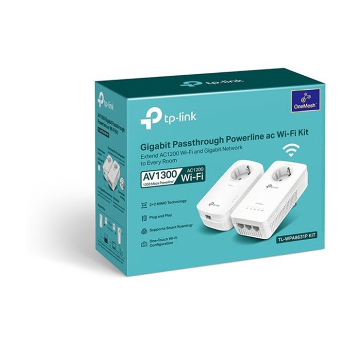 AV1300 Passthrough Powerline Wi-Fi KIT Qualcomm AC1200 Wi-Fi 867Mbps at 5GHz + 300Mbps at 2.4GHz