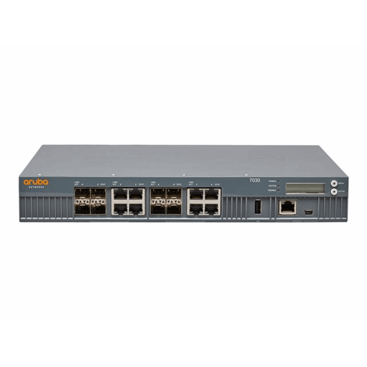 Aruba 7030 8x10/100/1000BASE-T or 8x1GBASE-X SFP dual personality ports Supports up to 64 AP and 4K 